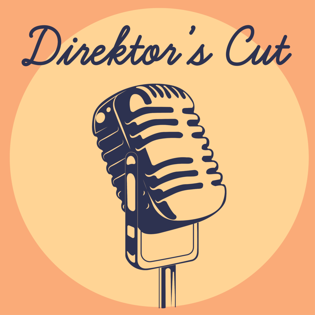 Direktor's Cut - der Podcast für Schulleitungen Cover mit Mikrophon auf orangem Hintergrund